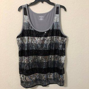 Lane Bryant Tank Top Silver Sequins